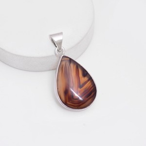 925 argent Sterling forme de poire Montana Agate lunette ensemble Cabochon pendentif pierre précieuse naturelle bijoux faits à la main pour les femmes - Product Image 2
