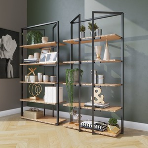 BFKS008-Foldable 84x30x160cm Decorative Shelf Made Bamboo Wood Iron <b>Frame</b> <b>Floating</b> Pattern for Home Office Living Decoration - Product Image 4