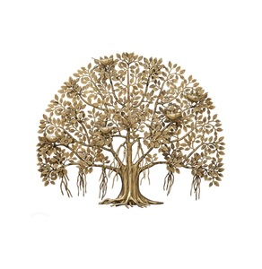 Escultura de Latón Pulido Hecha a Mano por Fabricante Indio, Árbol de la Vida del Taj Mahal, con Base de Madera, Decoración Cromada para Mesa - Product Image 5