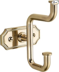 Champagne Bronze Coat <b>Hooks</b> for Bathroom Bedroom & <b>Kitchen</b>-Decorative Wall Mounted Robe & Towel <b>Hooks</b> for Clothes - Product Image 2