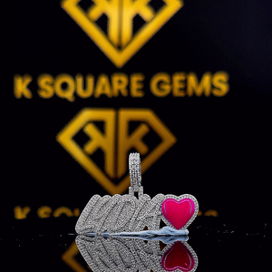 Colgante Hip Hop Personalizado con Letra y Corazón Rosa, Nombre Personalizado, Colgante Hip Hop para Hombre, Colgante de Moissanita, Joyería Hip Hop con Incrustaciones de Diamantes - Product Image 1
