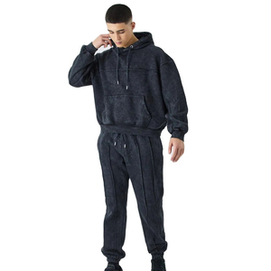 Nouveau survêtement personnalisé avec logo pour homme, ensemble de survêtement unisexe, jogging, ensemble vintage, sweat-shirts à capuche, survêtement délavé à l'acide - Product Image 1