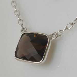 Navya Craft 925 Sterling <b>Silver</b> Women's Smoky Quartz Crystal <b>Necklace</b> Gemstone Jewelry for Christmas Valentine's Day - Product Image 5