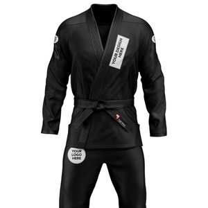 Kimono BJJ personnalisé avec logo, uniforme noir pour homme, coupe régulière, respirant, vêtements d'arts martiaux, uniformes de Jiu-Jitsu brésilien - Product Image 2