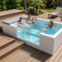 Piscine hors sol préfabriquée en fibre de verre résistante aux UV, petite piscine combinée pour la famille, pour jardin, avec équipement complet.