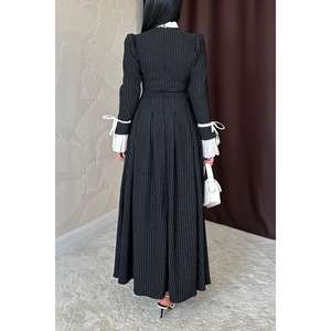 Robe de soirée noire plissée en gros - Product Image 1