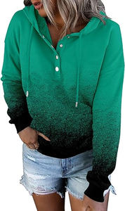 Sweat-shirt décontracté tie-dye pour adolescentes, sweat à capuche oversize à manches longues avec boutons pour femmes - Product Image 3