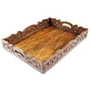Bandeja de Servir de Madera Artesanal de Primera Calidad, Juego de Bandejas de Servir Cuadradas para Cocina y Organizador de Mesa para el Hogar al Precio Más Bajo - Product Image 4