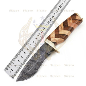 Handmade Damascus Steel Fixed Blade <b>Knife</b> with Rose Olive Wood Handle Customized Brass Clip for Hunting Camping OEM Support - Product Image 2