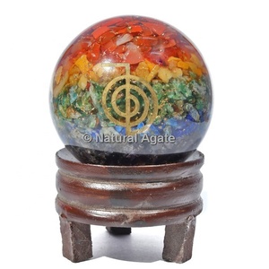 Esferas de piedra lunar arcoíris, símbolos de reiki, bolas de piedras preciosas, artesanías de piedra semipreciosa, meditación hecha a mano, decoración de mesa de oficina en casa - Product Image 4