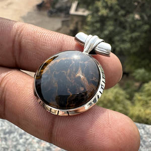 Pendentif en pietersite de style bohème fait à la main en gros, serti en bélière |   Bijoux en argent sterling 925 avec pierre naturelle pour cadeau de fête - Product Image 3