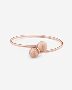 Floating Duo Sphere Flexible <b>Bangle</b> <b>Bracelet</b> 0.11 Ct Natural Diamond G-H Color VS-SI Clarity 14K Solid Gold Modern Design Piece - Product Image 2