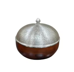 Most Selling <b>Kitchen</b> Ware Luxury Metal & Wood Food Serving Dish Stainless Steel Polished Dinner Casserole Dish <b>Table</b> Centerpiece - Product Image 2