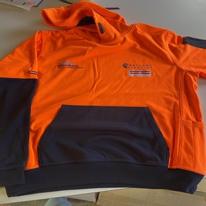 Custom OEM Winter Design Orange Polyester/Cotton workwear <b>Fleece</b> <b>Hoodie</b> for <b>Men</b> with Digital Printing Plain Dyed Custom Logos - Product Image 1