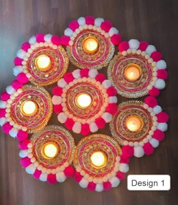 Tapis de sol réutilisable Rangoli à fleurs chauffe-plat bougeoir pièce maîtresse Diwali cadeau décor à la maison cheminée pendaison de crémaillère dessus de table - Product Image 4