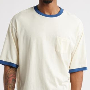 Negro Blanco Unisex Ringer Camisetas 1 + 1 Acanalado Unisex Ringer Camiseta - Product Image 5