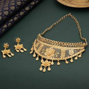 Vente en gros de colliers ras du cou traditionnels à motifs floraux bijoux en laiton plaqué or 14 ct 18 ct 24 ct pour mariages et religions orthodoxes - Product Image 2