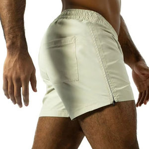 Pantalones cortos cómodos para correr para hombre, transpirables, con cremallera lateral, de secado rápido y ajustados, color sólido - Product Image 2