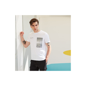 เสื้อยืดแขนสั้นผู้ชาย,เสื้อยืดสีขาวระบายอากาศได้ดีทำจากอิตาลี - Product Image 1
