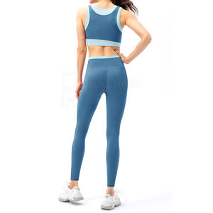 Low Moq Custom Made Printed Logo Seamless High Waist Gym Wear Custom With Polyester Quick Dry Two Piece <b>Crewneck</b> Ladies Yoga Set - Product Image 2