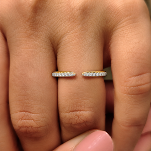 Round Brilliant Cut Lab Grown Diamond <b>Ring</b> DEF VVS 14K 18K Yellow Gold Open Cuff Wedding Band Jewelry OEM Wholesale Manufacturer - Product Image 2
