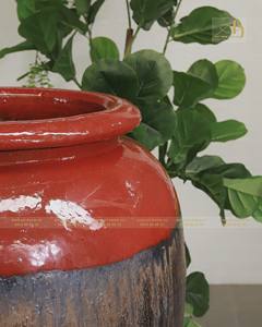 Premium Art-home Céramique Rouge Métal Ombre Glacé Céramique Pot GL100H132-RMO Écologique Durable pour Intérieur/Extérieur Maison - Product Image 4