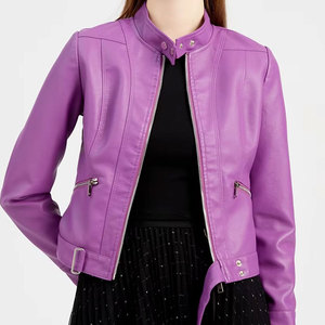 <b>Women's</b> Solid Knitted Breathable Leather <b>Jacket</b> Full Sleeves OEM Design Logo Canvas Fabric Winter Collections Wholesale Canvas - Product Image 3