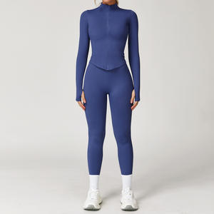 Vestes de sport pour femmes avec poche zippée, coupe ajustée, athlétique, yoga, veste légère, vêtements de yoga actifs, hauts de sport - Product Image 5