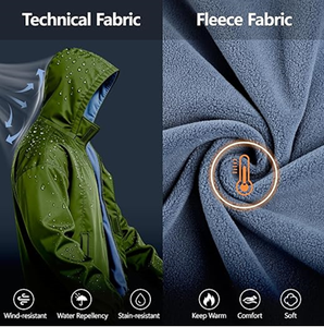 Veste Softshell en polaire imperméable et coupe-vent pour homme avec capuche amovible, veste bomber réversible coupe-vent - Product Image 3