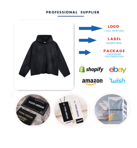 Sudadera con capucha personalizada Unisex de alta calidad, lavado de 450 gramos para sudadera con hombros descubiertos y estampado bordado, Sudadera con capucha para hombre - Product Image 4