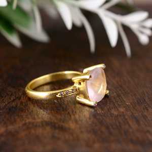 Unique Design Rose <b>Quartz</b> <b>Ring</b> Boho Brass Jewelry For Women 18k Gold Plated Geometric Statement Design For Wholesale/OEM/ODM - Product Image 2