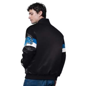 Veste universitaire personnalisée pour homme, style Letterman, noire, des Detroit Lions, triple option, entièrement boutonnée, veste de baseball universitaire - Product Image 2