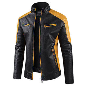 Cremallera motocicleta chaqueta impermeable hombres bombardero chaqueta personalizada bordado PU cuero - Product Image 6