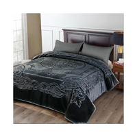 Vente en gros couverture raschel vison épais style coréen 2 plis double couche | Couleur grise