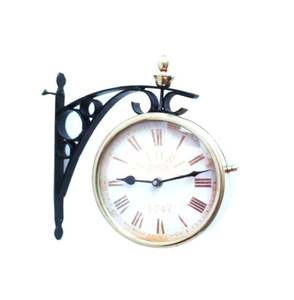 นาฬิกาแขวนผนังสถานีสมอเรือสไตล์วินเทจเรีไซน์ใหม่พร้อมสีดำและลายดอกไม้สมอเรือสำหรับตกแต่ง - Product Image 6