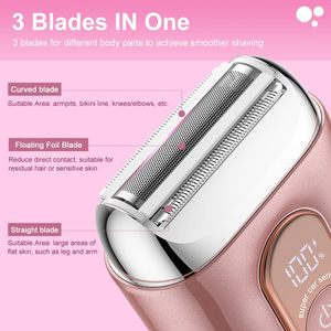 Afeitadora Eléctrica para Mujer con Cuchilla Triple 3D, Recortadora Íntima Húmeda y Seca para Línea del Bikini, Axilas y Piernas - Product Image 6
