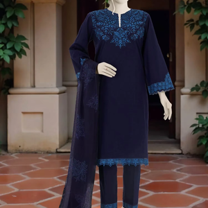 Pakistani Women's Sequined Embroidered Handmade A-Line Knee-Length 3-Piece <b>Wedding</b> Party <b>Dress</b> Eco-Friendly Breathable Latest - Product Image 1