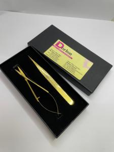 Pince à épiler professionnelle en acier inoxydable, extension de faux cils au plasma noir plaqué or, logo personnalisé, ressort de cils incurvé - Product Image 6