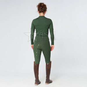 เสื้อผ้าขี่ม้าสำหรับผู้หญิงเสื้อขี่ม้ามีซิปครึ่งแขนยาวหุ้มขาฐานชั้นสำหรับการแสดงการแข่ง - Product Image 2