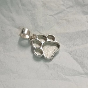 925 Sterling Silver Paw Print Memorial Pendant 17mm Resin <b>Blank</b> Keepsake Breastmilk Ash Urn <b>Pet</b> Jewelry Setting for DIY Making - Product Image 3