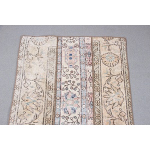 Vintage Turkish Rug 2,2x8,3 ft (68x254 cm), <b>Brown</b> Ikat <b>Wool</b> Rug - Product Image 5