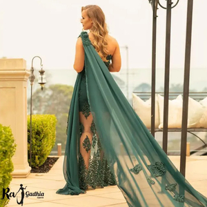 El Más Hermoso Vestido de Noche sin Espalda con Decoración de Patrones de Cuentas y Cintura Natural - Product Image 3