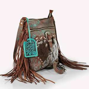 Bolso Bandolera de Cuero Genuino Hecho a Mano de Estilo Occidental Vintage con Cierre de Cremallera, Bolso de Moda Boho para Mujer - Product Image 2