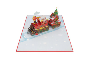 Invitaciones navideñas pop 3D personalizadas Tema festivo Recuerdos de corte de papel hechos a mano Artesanías para Navidad Feliz Navidad - Product Image 5