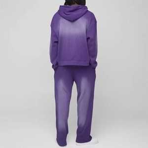 Survêtement décontracté à capuche zippé pour homme, personnalisé avec logo imprimé OEM, haute qualité, respirant, effet délavé soleil, coupe droite, style Hip Hop - Product Image 2