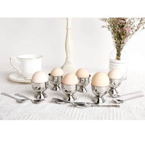 Huevera de acero inoxidable de 4 piezas Juego de portavasos para huevos de acero inoxidable Herramienta de cocina Huevos suaves y duros Herramienta de desayuno - Product Image 6