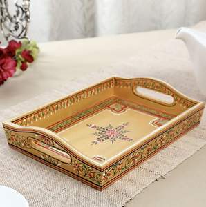 Bandejas de Resina Premium Personalizadas con Diseño Meena para Hoteles y Restaurantes, Estilo Art Deco Indio, Decorativas, Redondas, OEM - Product Image 1