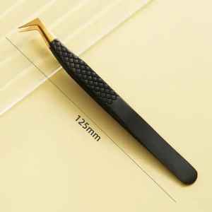 Black Gold Tip Stainless Steel 90 Degree Eyelash Extension <b>Tools</b> Custom Logo Fiber Tip Anti-Magnetic <b>Smooth</b> Tip Lash Tweezers - Product Image 3