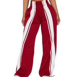 Ensemble de survêtement deux pièces pour femmes, sweat-shirt à rayures latérales personnalisées, en molleton de coton et pantalon taille haute, vêtements de détente décontractés, OEM - Product Image 3