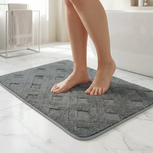 DarianA Towel Soft Tapis de sol moderne 100% polyester couleur unie fin écologique absorbant séchage rapide antidérapant avec support en caoutchouc - Product Image 1